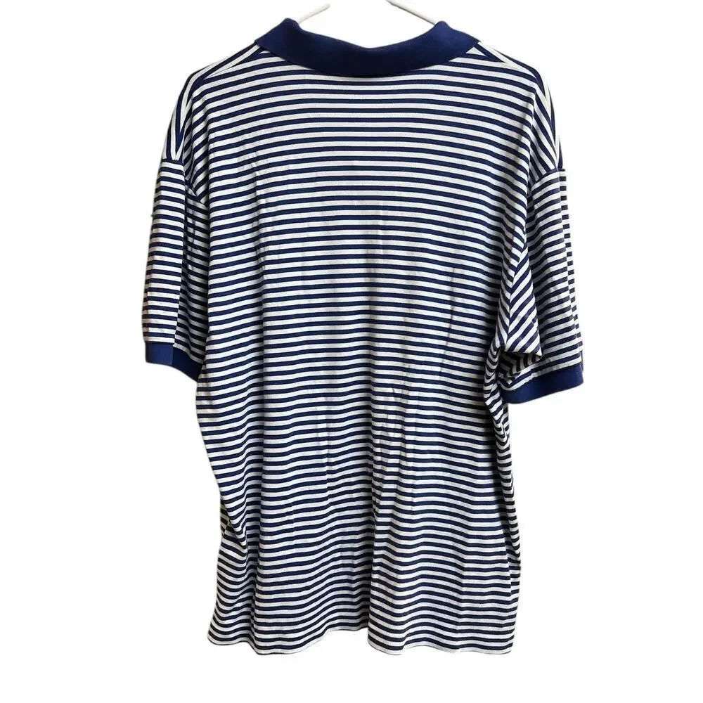 Lauren Ralph Lauren Polo Shirt Men's Large Short Sleeve White and Blue Stripes